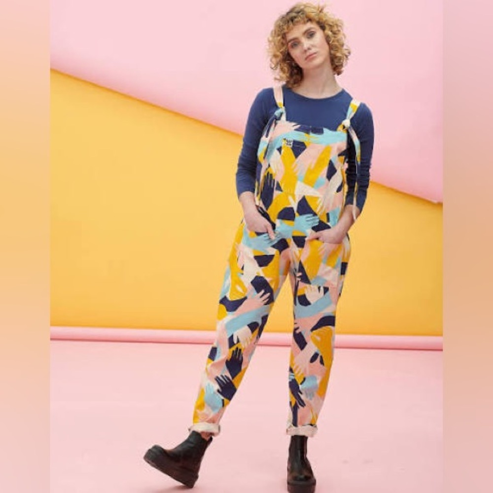 Lucy & Yak colorful hand print “Myriam” Dungarees